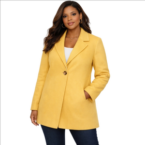 Talbots Marigold Yellow Wool Blend Blazer Jacket, Women's Plus Size 14